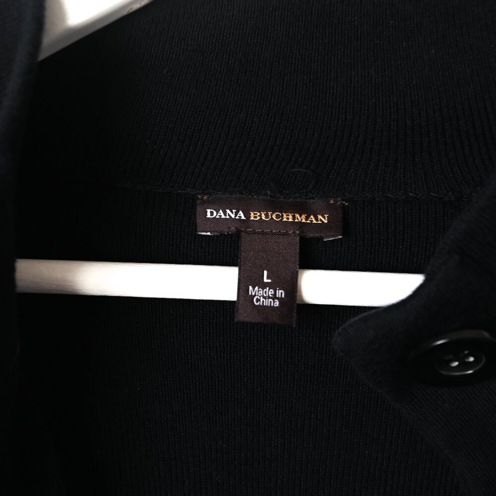 DANA BUCHMAN Black Mock Neck Buttoned Black Cardigan with Embellishments - Large - Picture 8 of 10